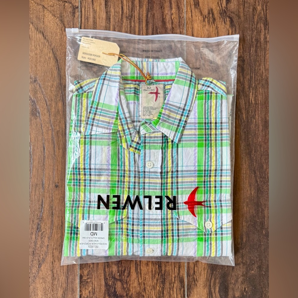 RELWEN Seersucker Popover Shirt, Medium (Brand New/Never Worn).